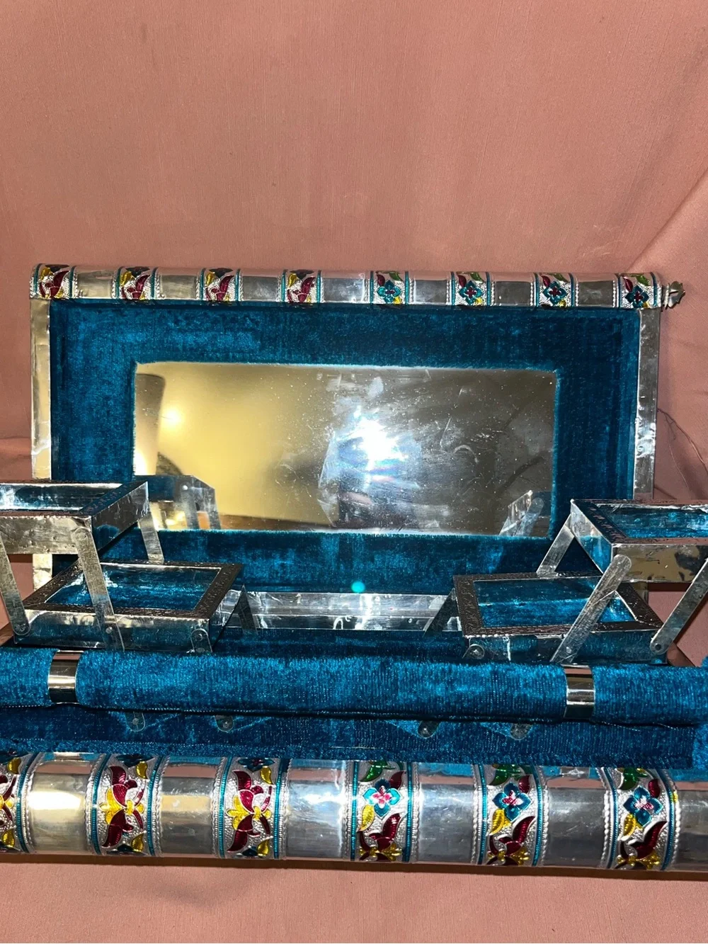 Handpainted Peacock Decorative Metal Box - Multicolor